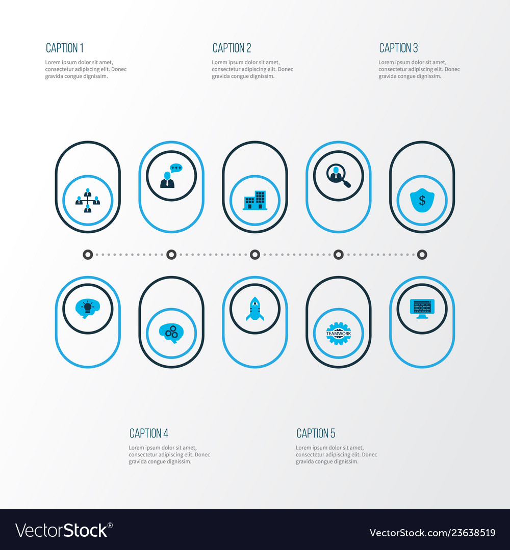 Job icons colored set with team structure vector image Job icons colored set with team structure