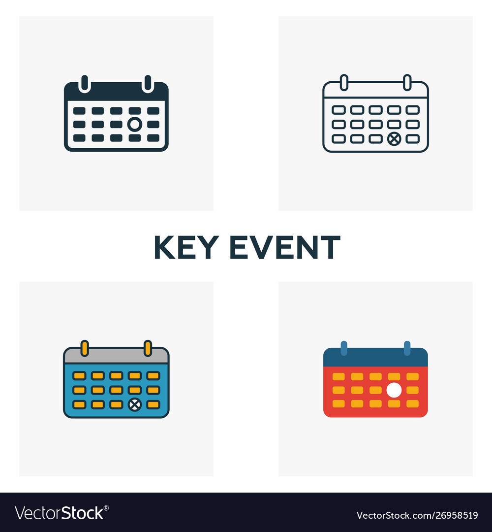 Key event icon set four elements in different