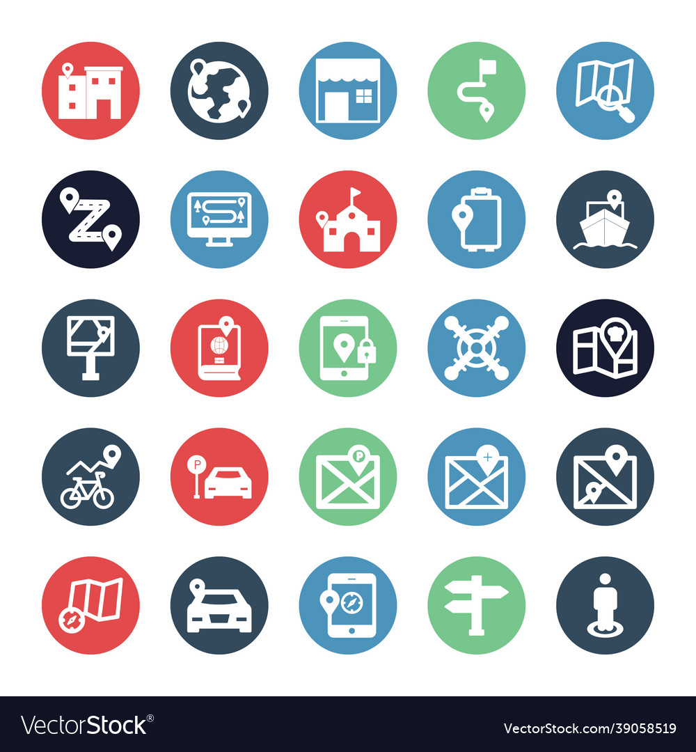 Map and navigation isolated icons set