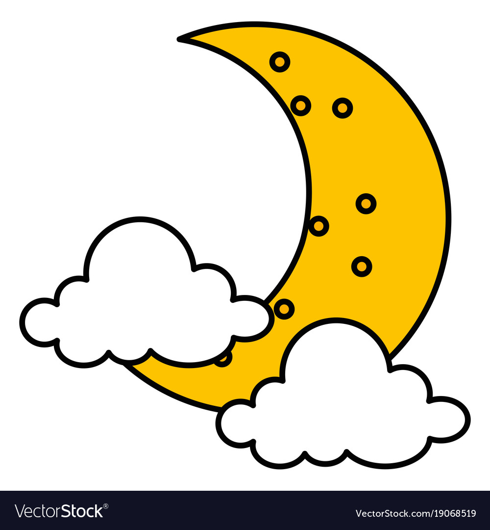 Moon night with clouds Royalty Free Vector Image