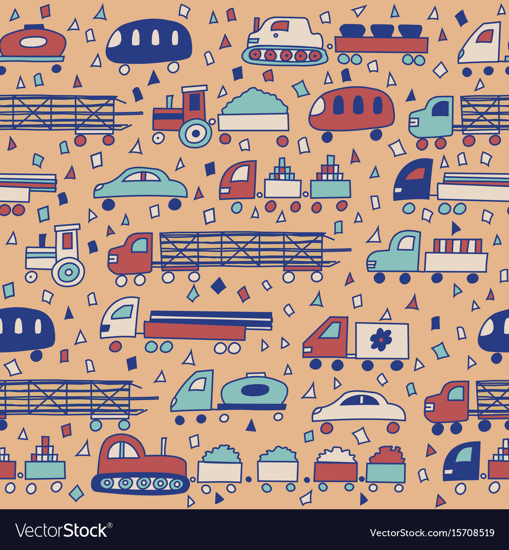 Seamless pattern with fun transport
