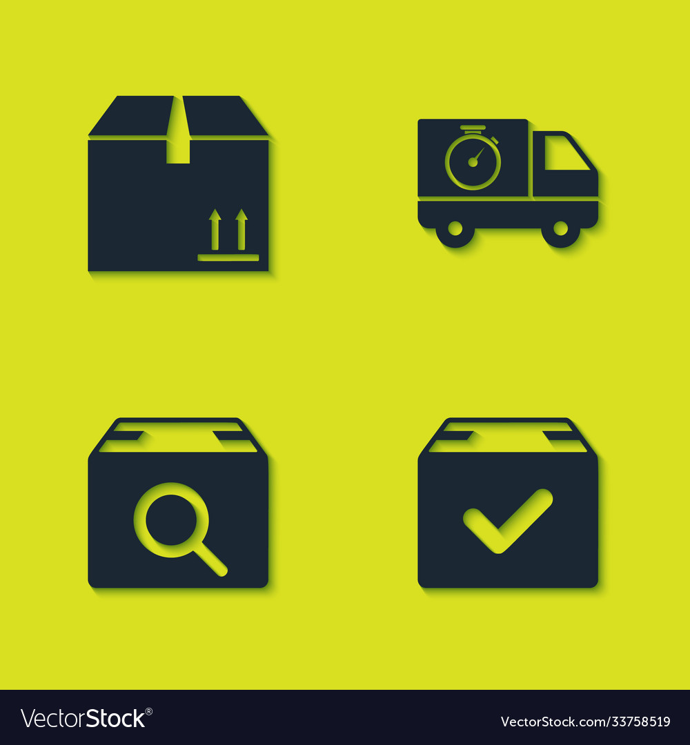 Set cardboard box with traffic package check mark Vector Image Set cardboard box with traffic package check mark