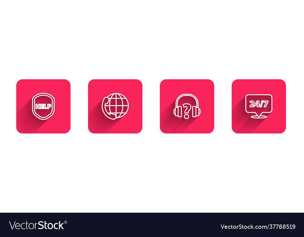 Set line shield with text help telephone 24 hours vector image Set line shield with text help telephone 24 hours