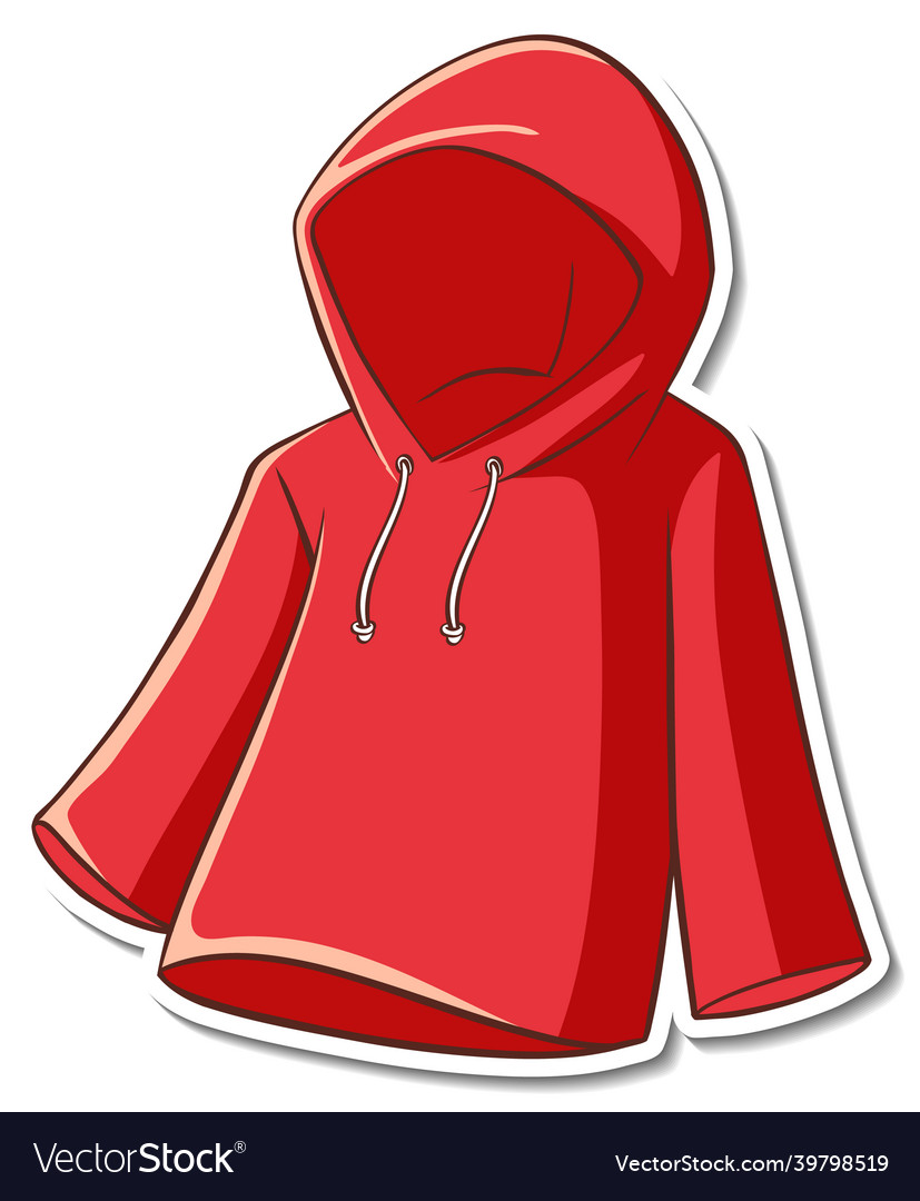 Sticker design with red hoodie isolated Royalty Free Vector