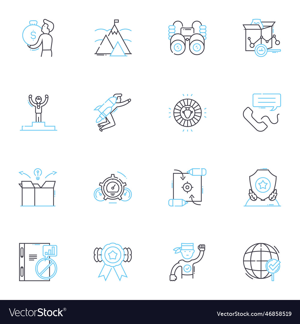 Strategy formulation linear icons set analysis vector image Strategy formulation linear icons set analysis