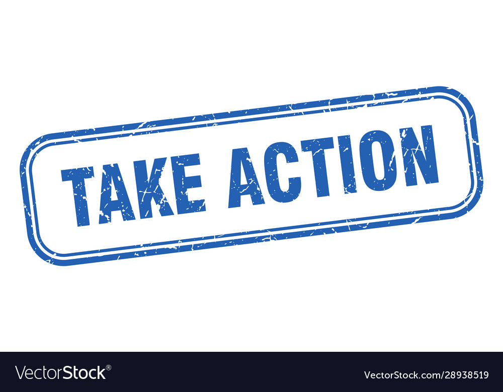Take action stamp square grunge blue