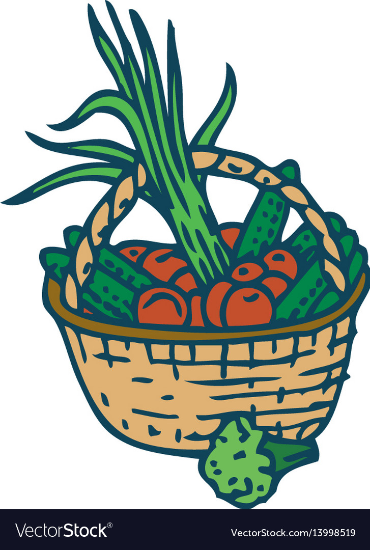 Wicker basket with vegetables