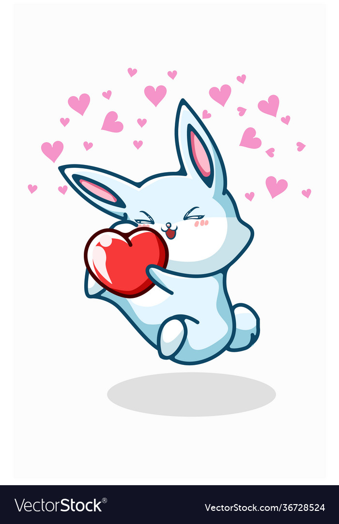 A rabbit overwritten love hand drawing Royalty Free Vector