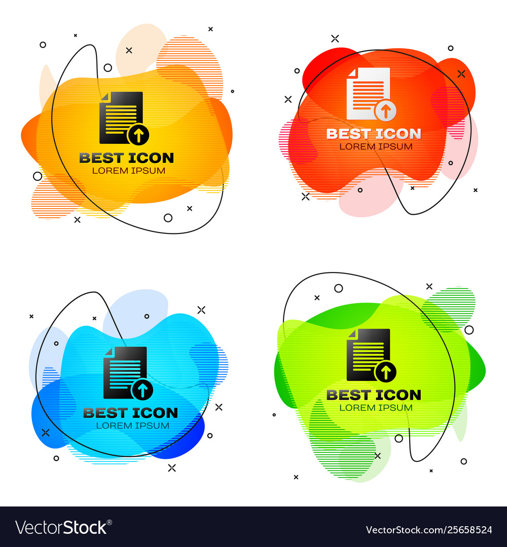 Black upload file icon isolated document