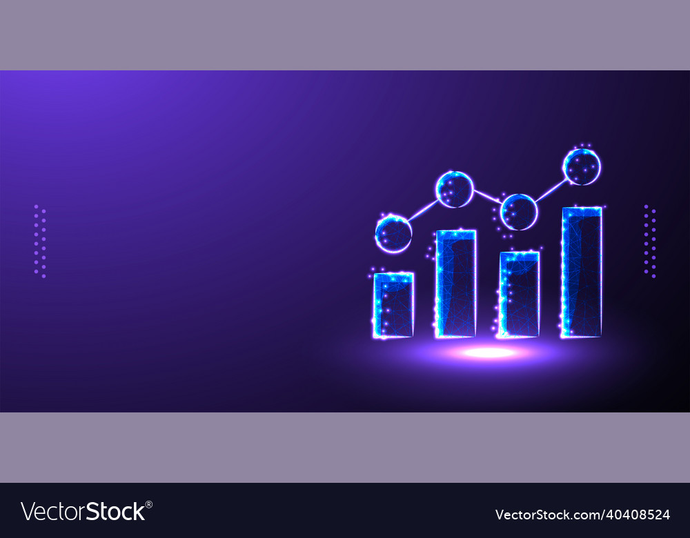 Business data graph low poly wireframe vector image Business data graph low poly wireframe