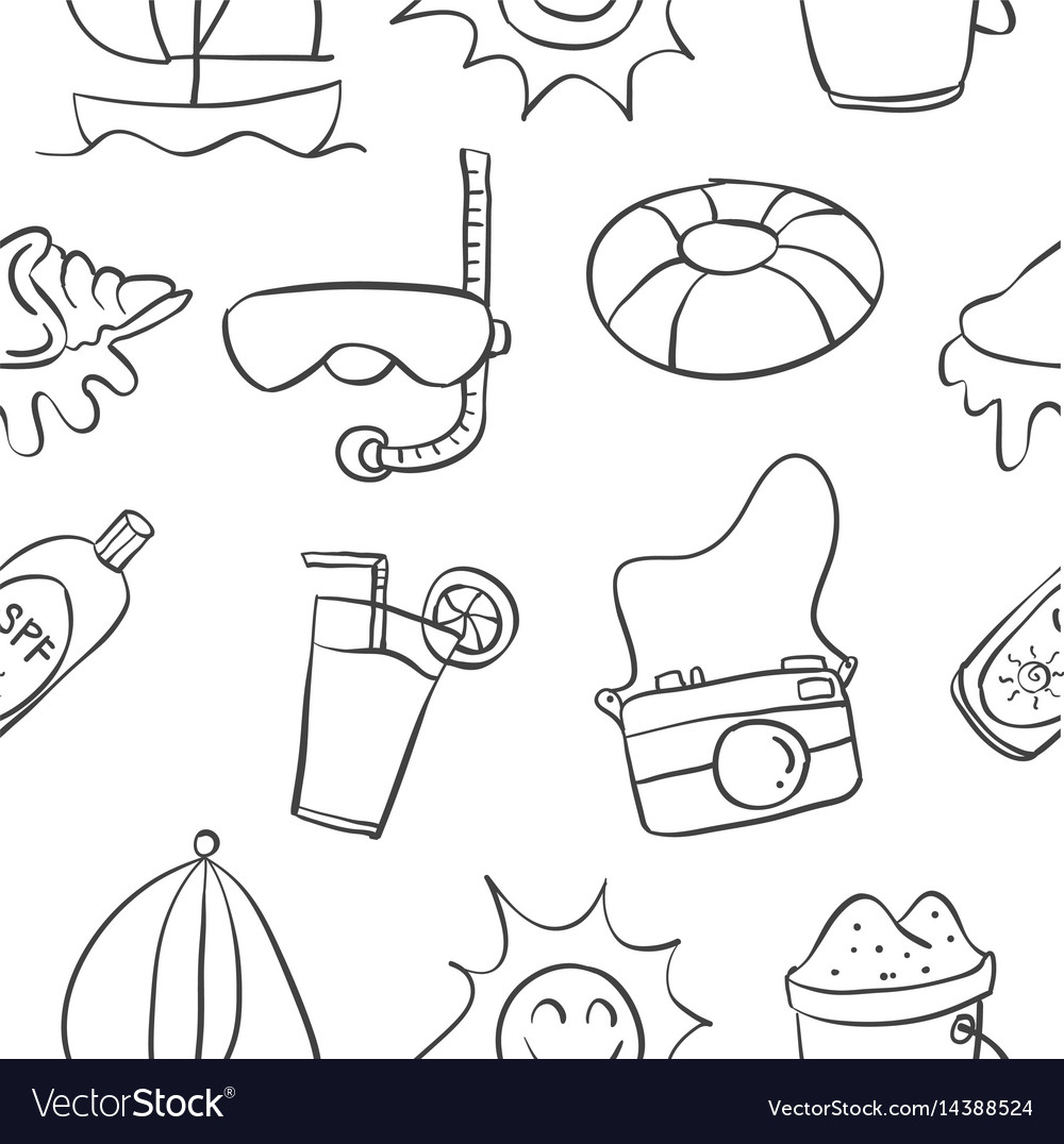 Collection of summer hand draw doodles Royalty Free Vector