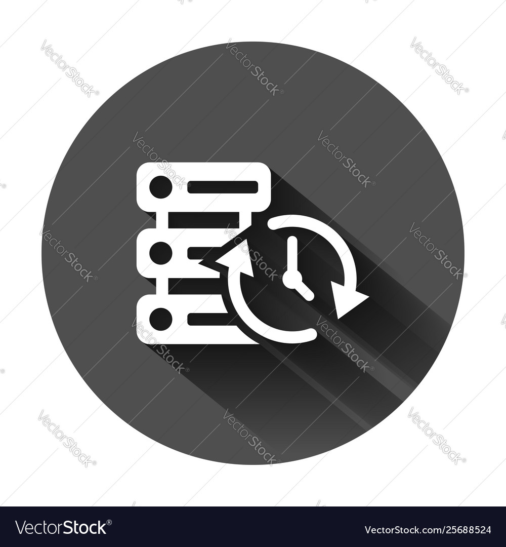 Data center icon in flat style clock on black vector image Data center icon in flat style clock on black