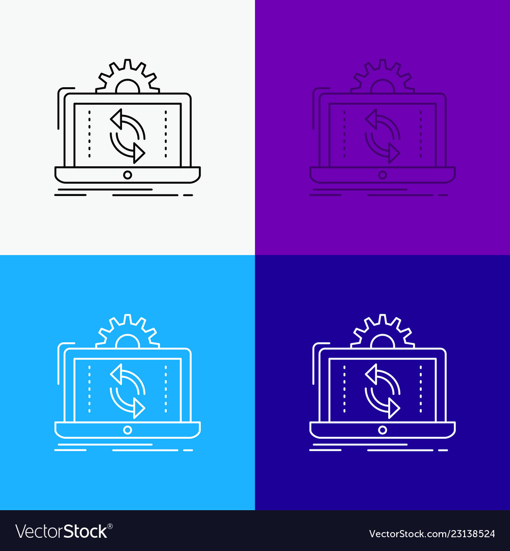 Data processing analysis reporting sync icon over vector image Data processing analysis reporting sync icon over
