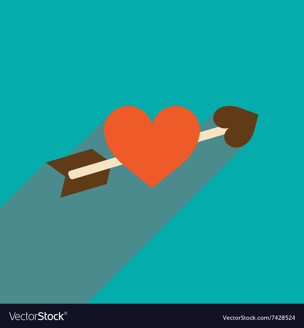Flat web icon with long shadow arrow heart