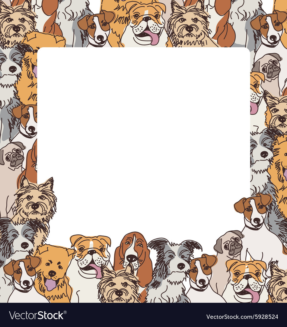 Download Group color dogs empty frame border Royalty Free Vector