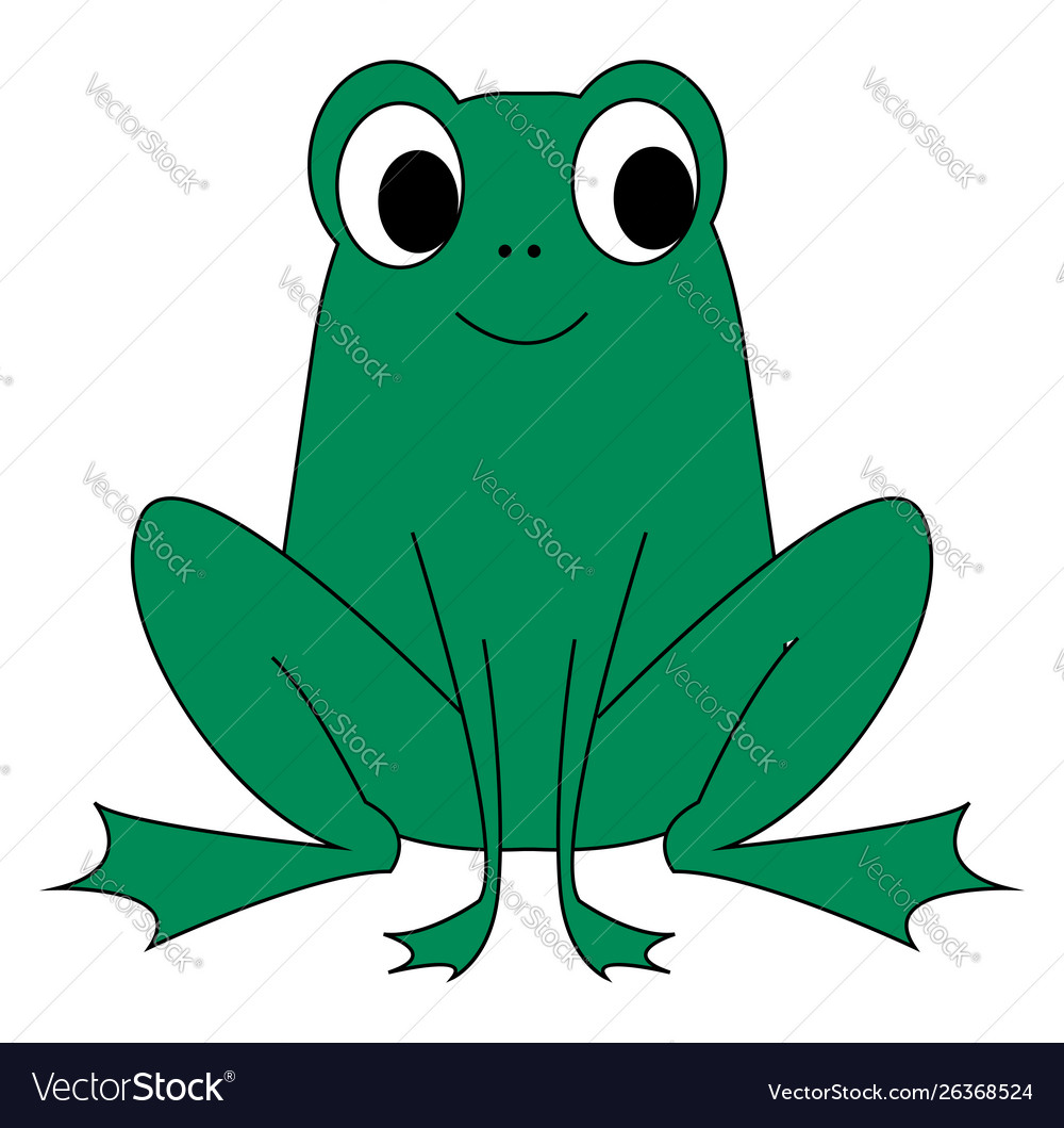 Happy green frog on white background