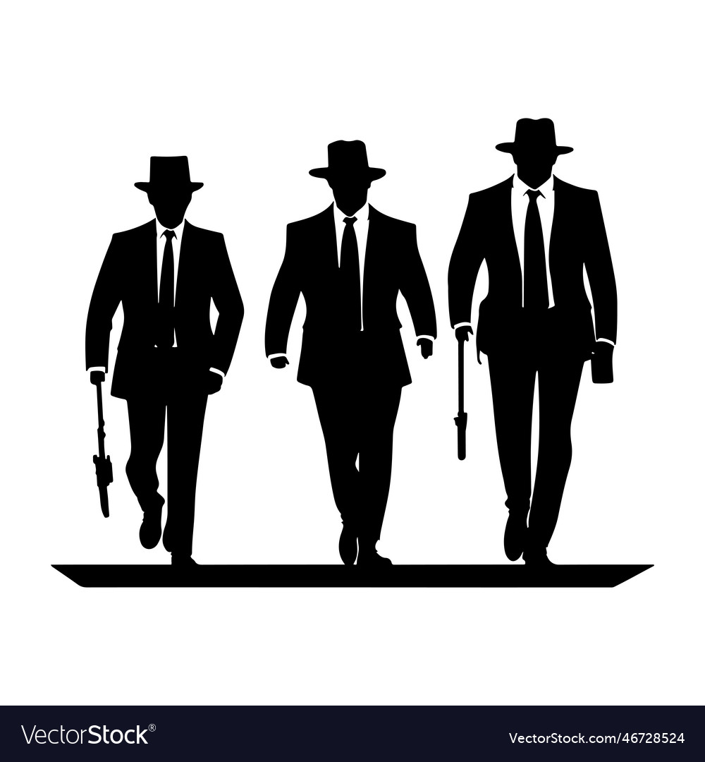 Mafia silhouette detective isolated