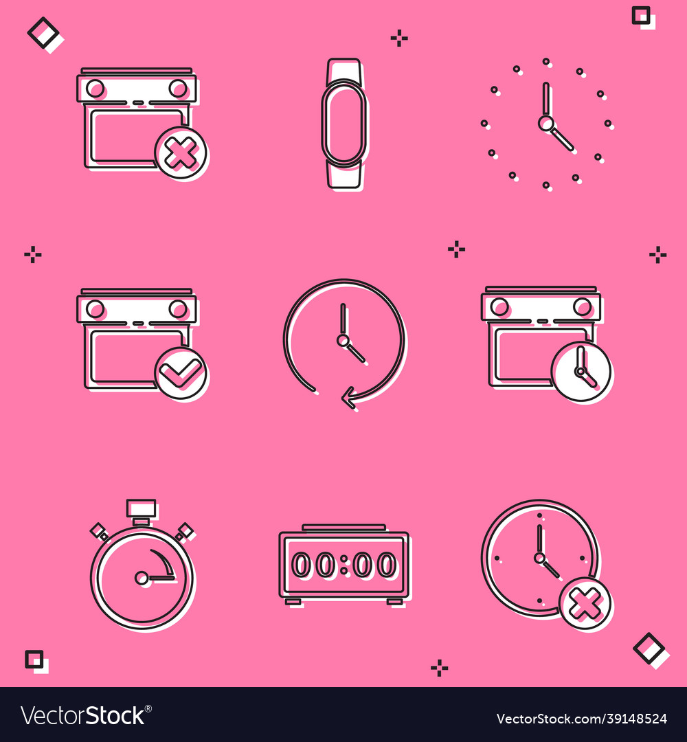 Set calendar date delete smartwatch clock Vector Image Set calendar date delete smartwatch clock