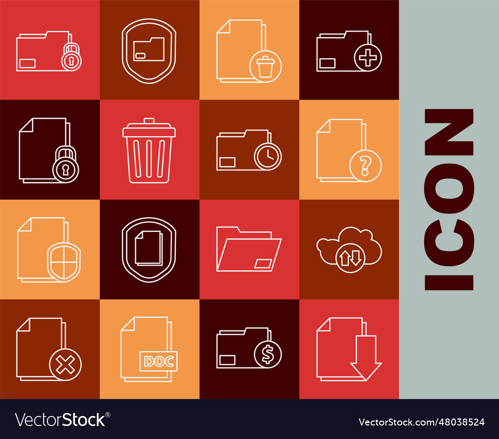 Set line document with download cloud and upload vector image Set line document with download cloud and upload