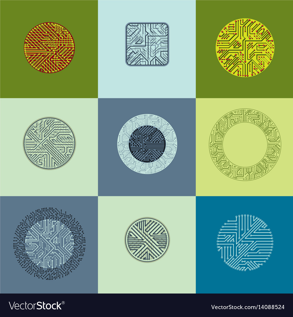 Set of technology cpu designs with square