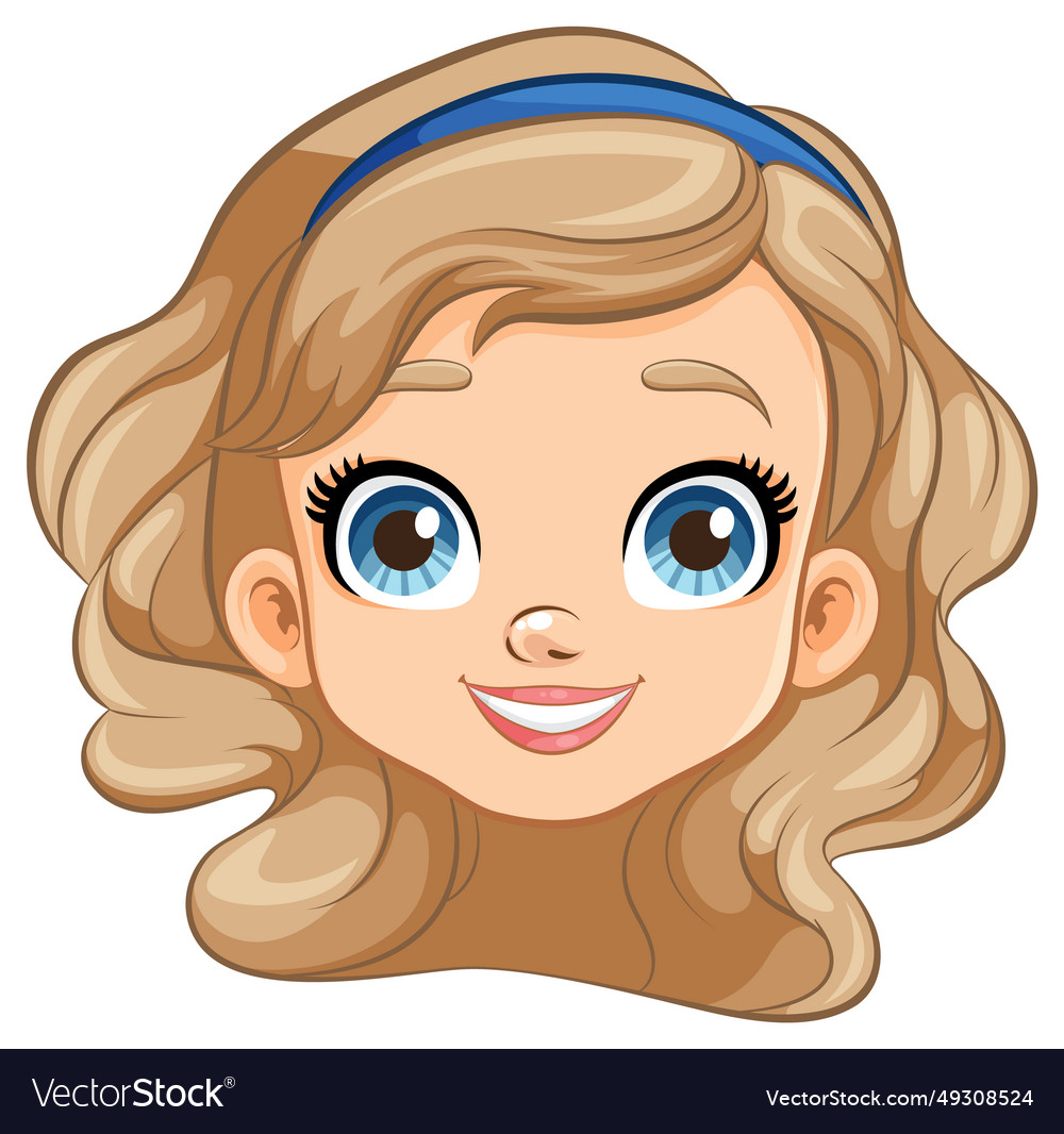 Smiling cartoon girl face Royalty Free Vector Image