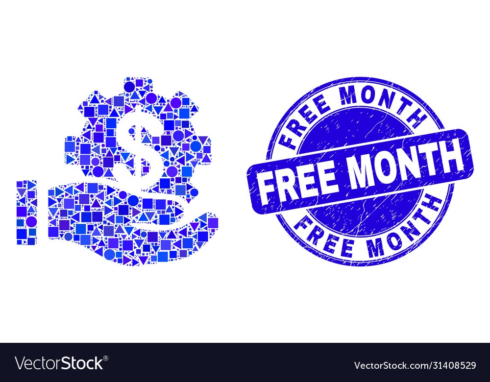 Blue distress free month stamp seal and financial