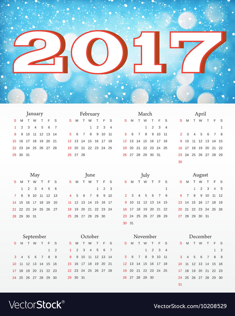 Calendar with abstract red background
