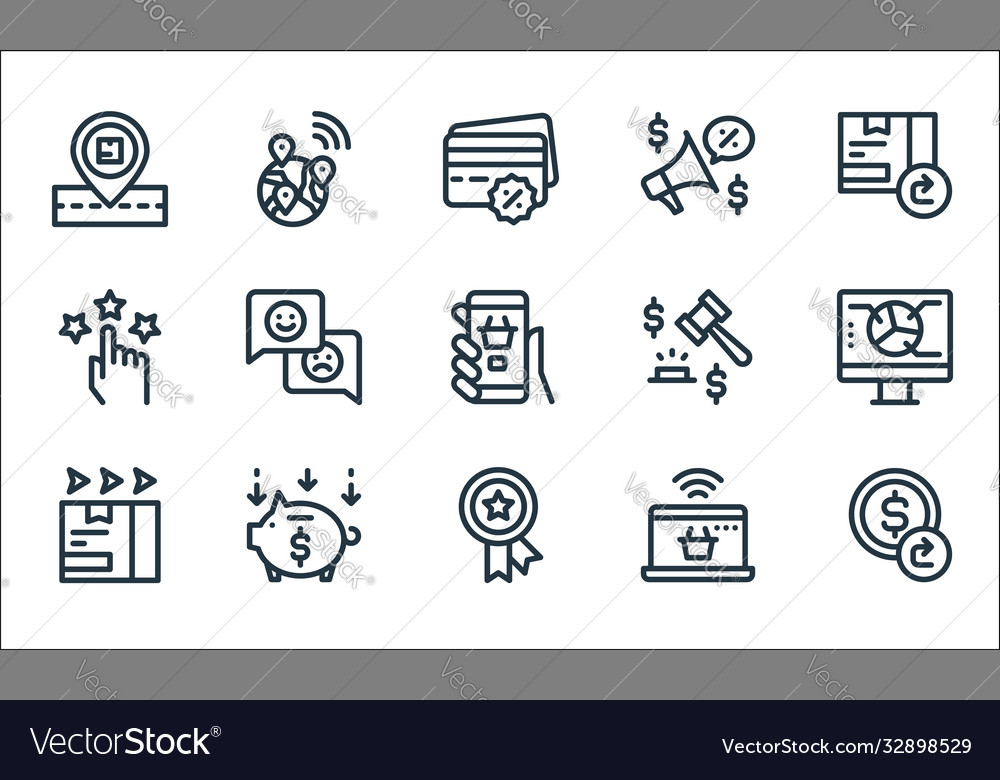 Ecommerce line icons linear set quality vector image Ecommerce line icons linear set quality