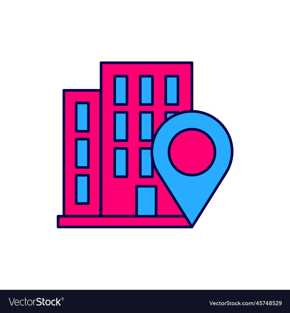 Filled outline map pointer with house icon vector image Filled outline map pointer with house icon