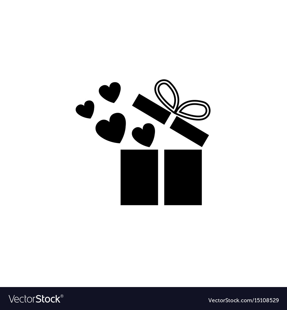 Gift box with hearts solid icon love present Vector Image