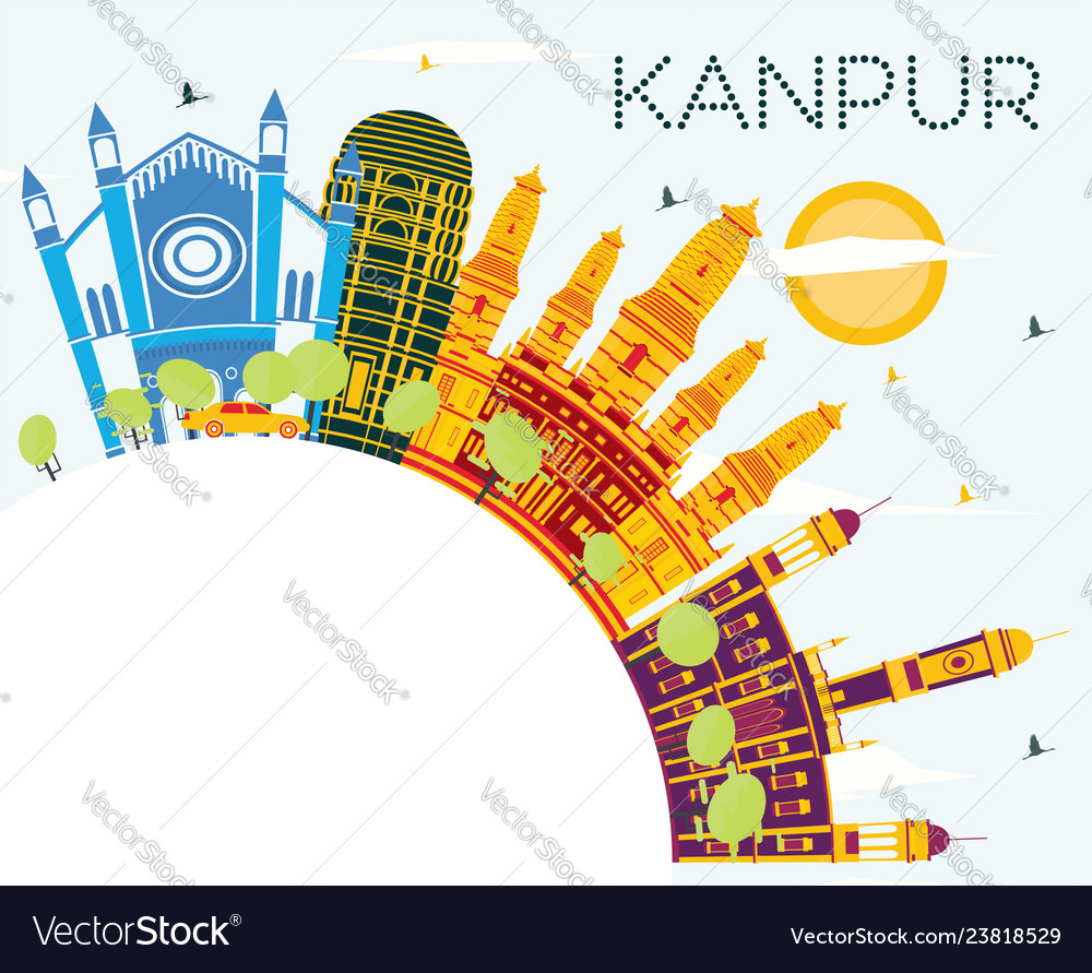 Kanpur india city skyline with color buildings Vector Image Kanpur india city skyline with color buildings Vector Image