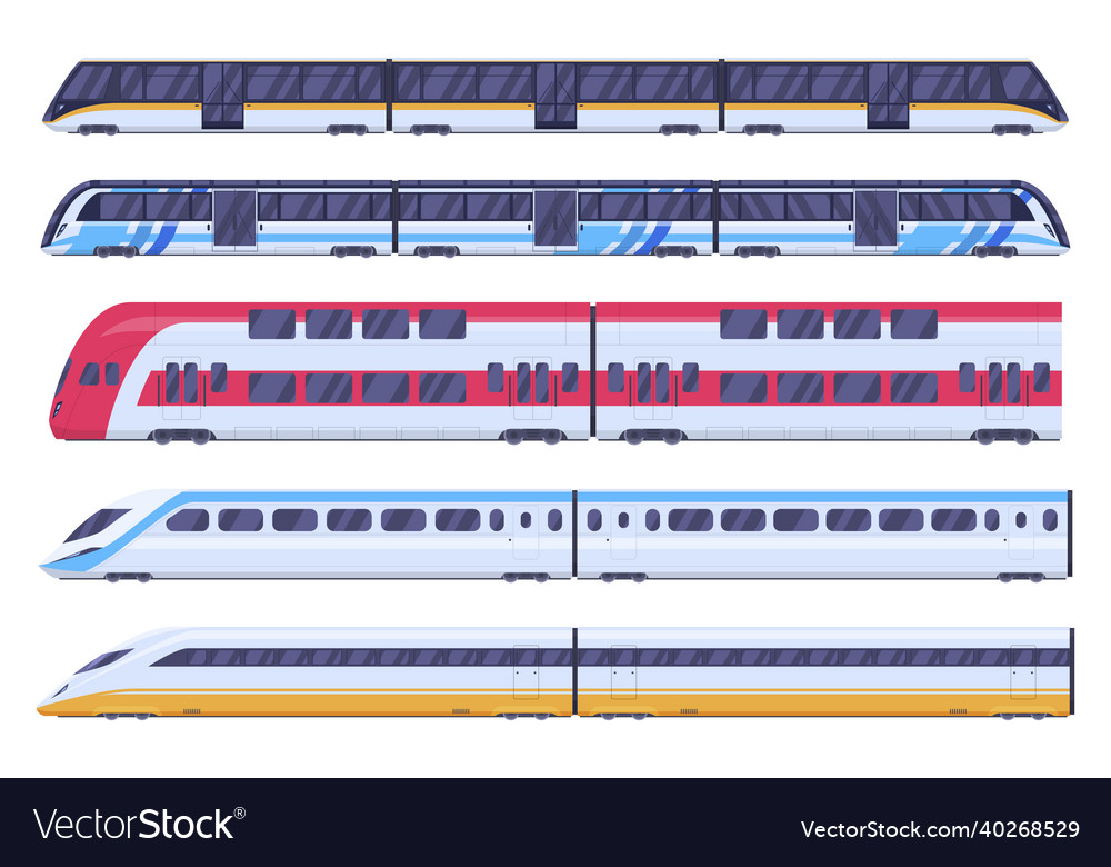 Passenger Trains Modern Railway Carriage Set Vector Image