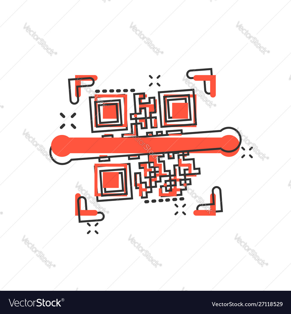 Qr code scan icon in comic style scanner id