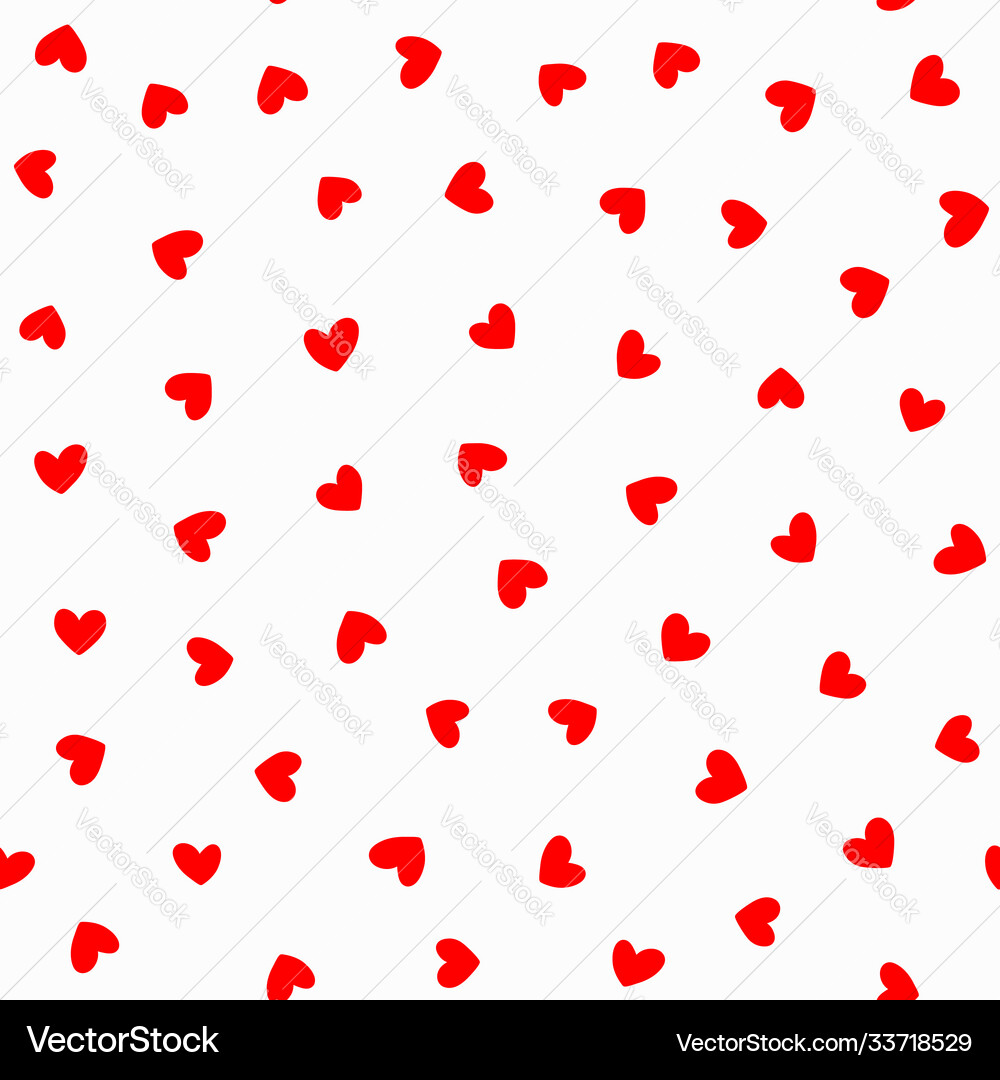 Repeating red hearts on white background romantic Vector Image