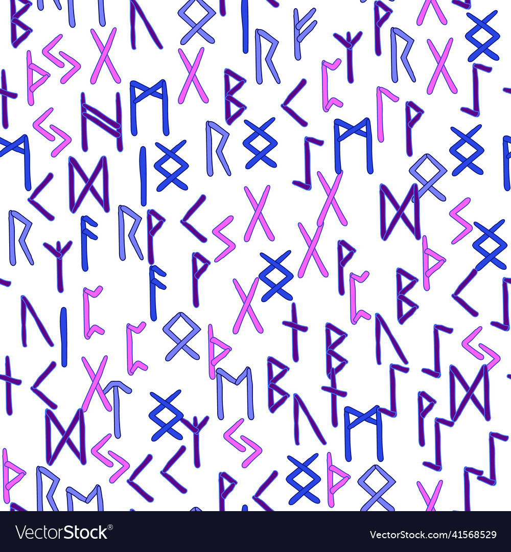 Seamless pattern with magic rune symbols