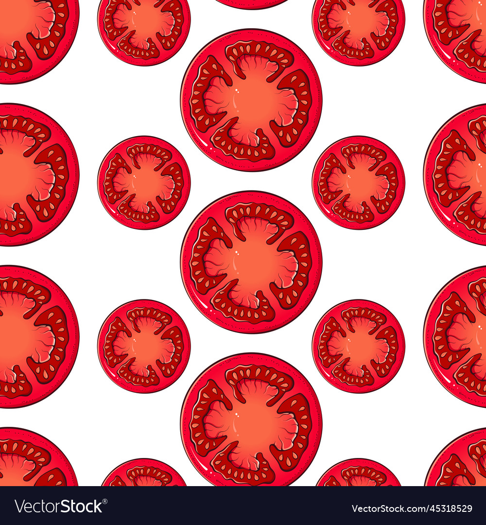 Seamless pattern with sliced tomatoes