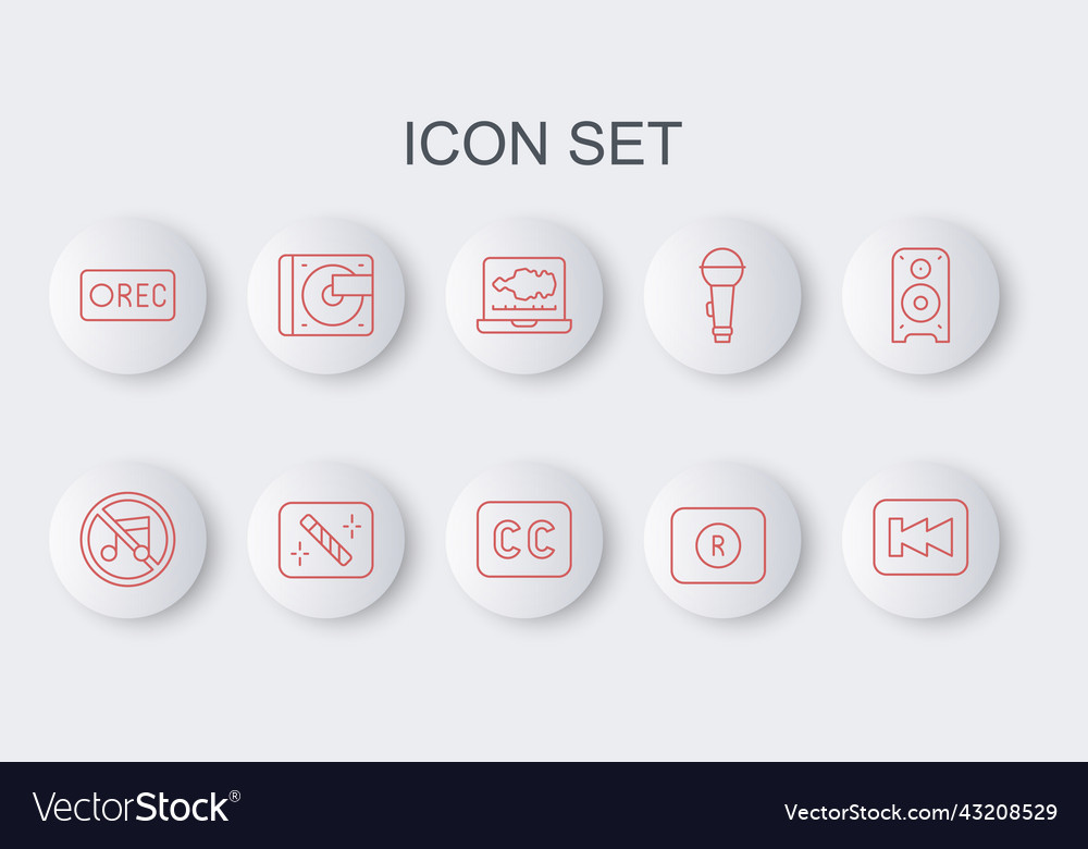 Set line rewind button speaker mute sound vector image Set line rewind button speaker mute sound