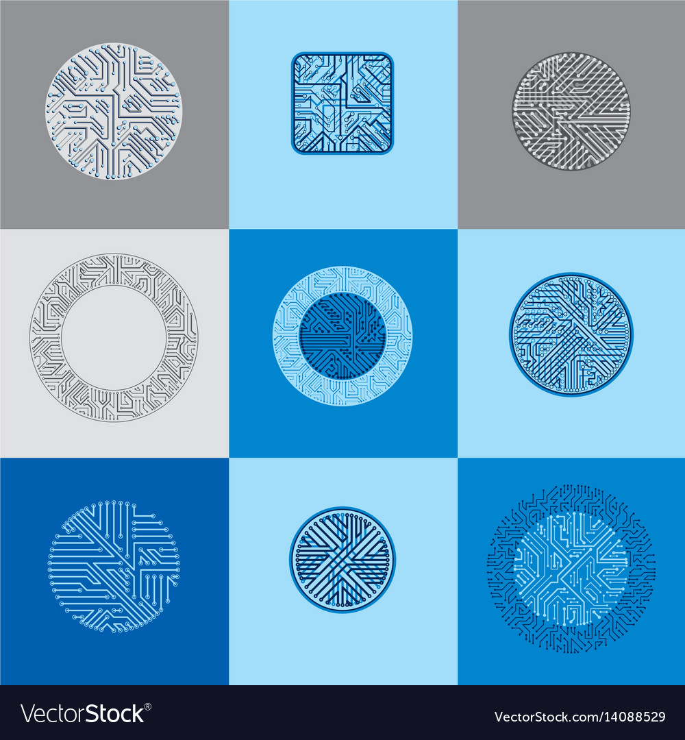 Set of technology cpu designs with square
