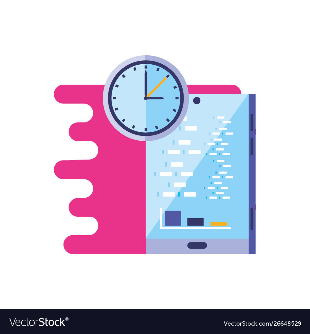 Smartphone device with infographic and clock time