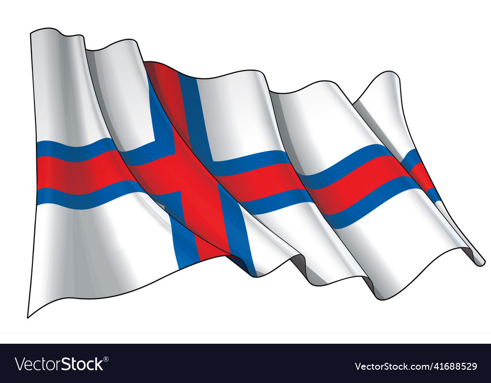Waving flag of faroe islands Royalty