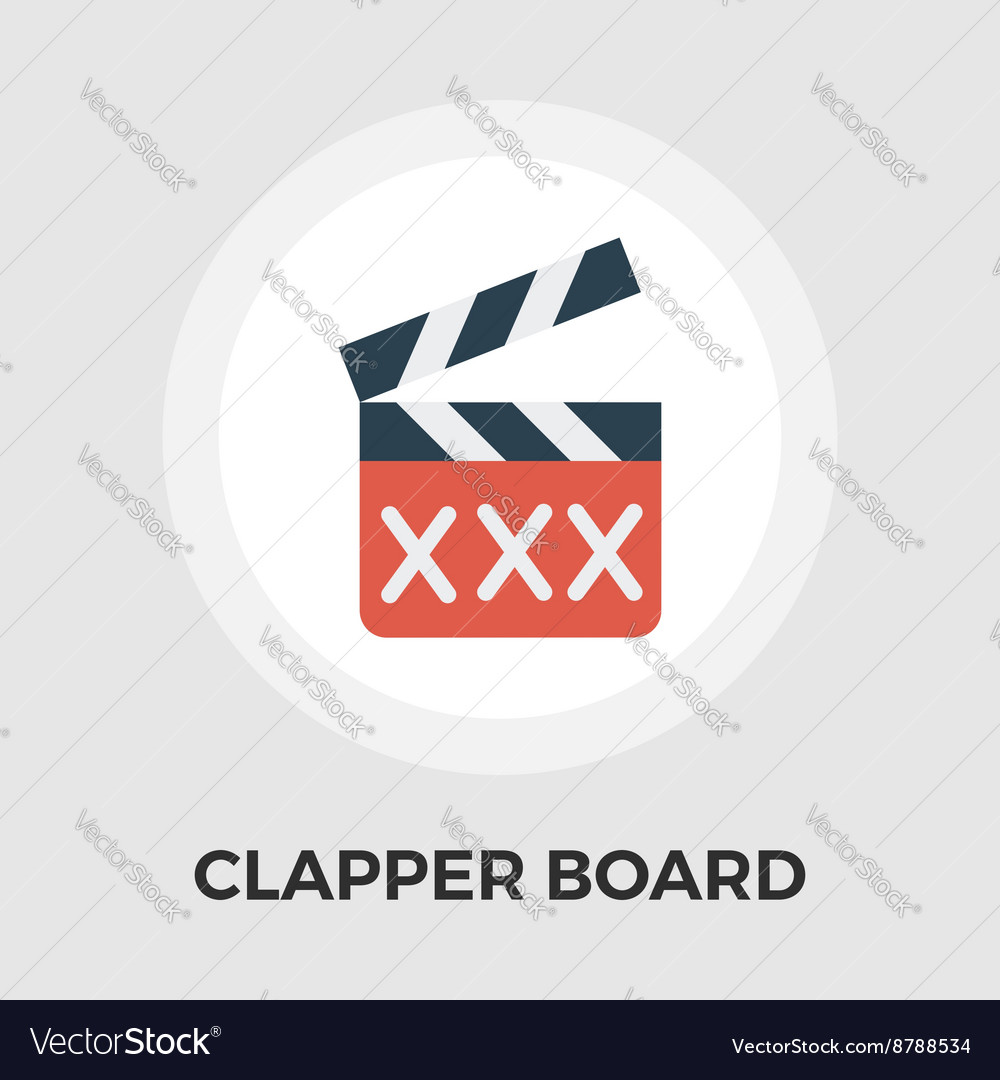 Adult movie clapper flat icon Royalty Free Vector Image