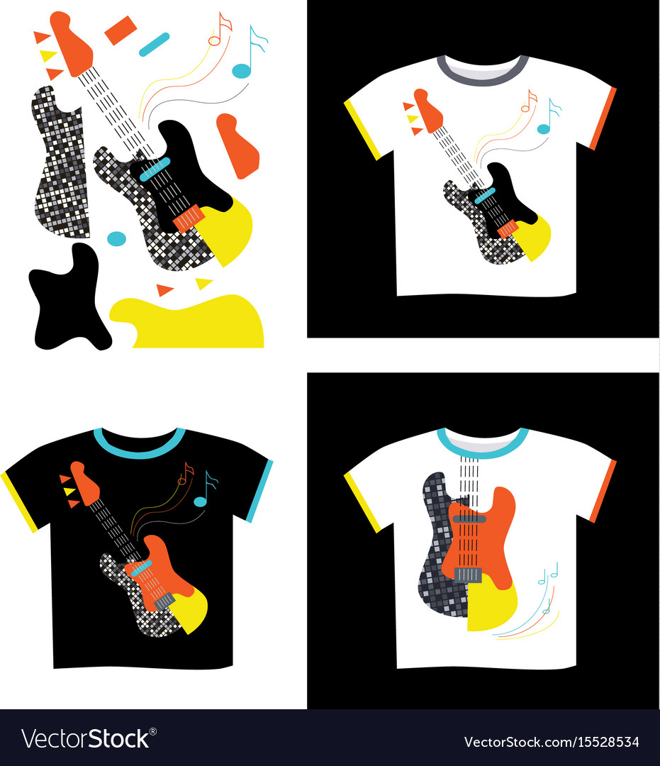 Applique on t-shirt electric guitar