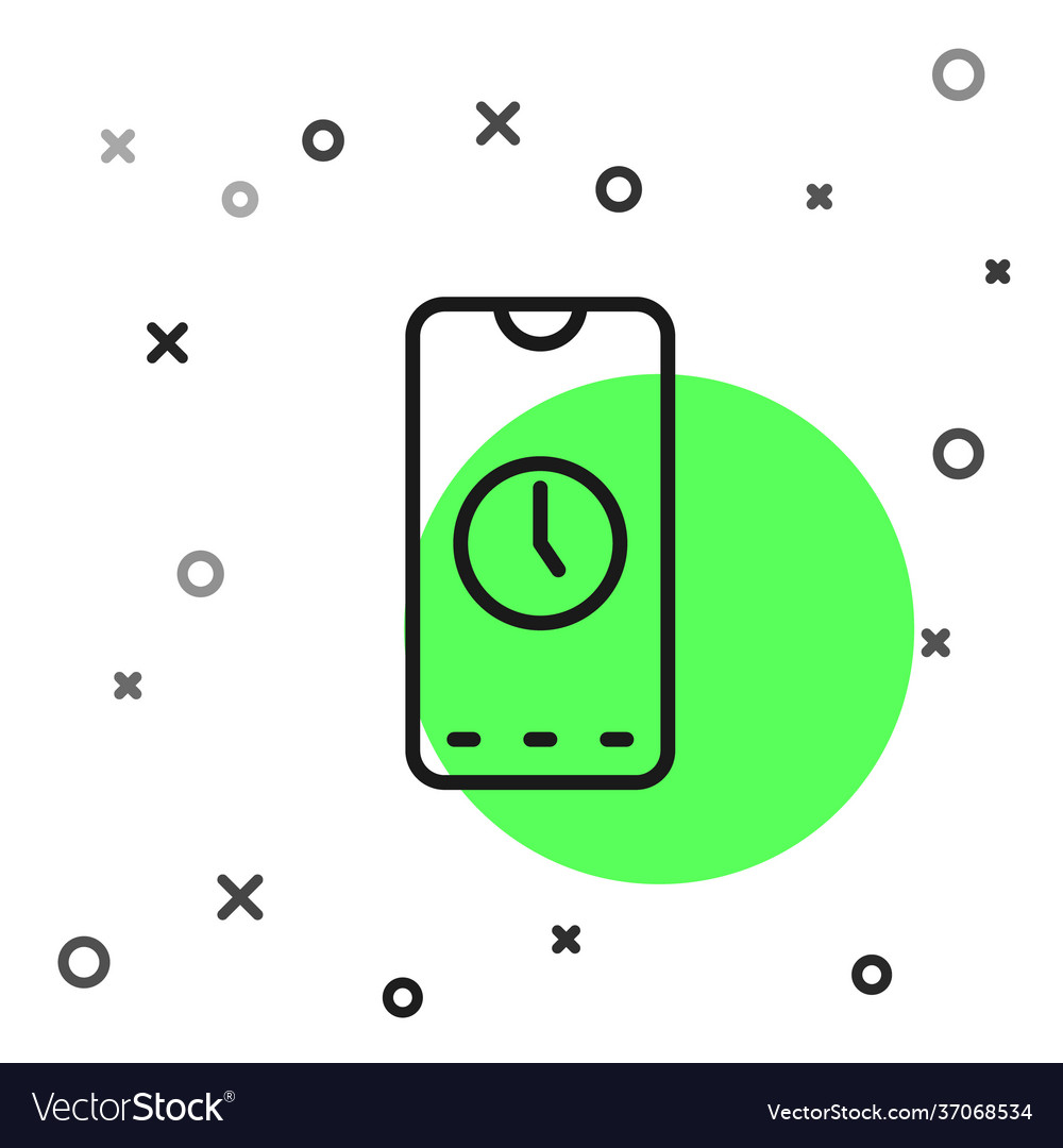 Black line alarm clock app smartphone interface