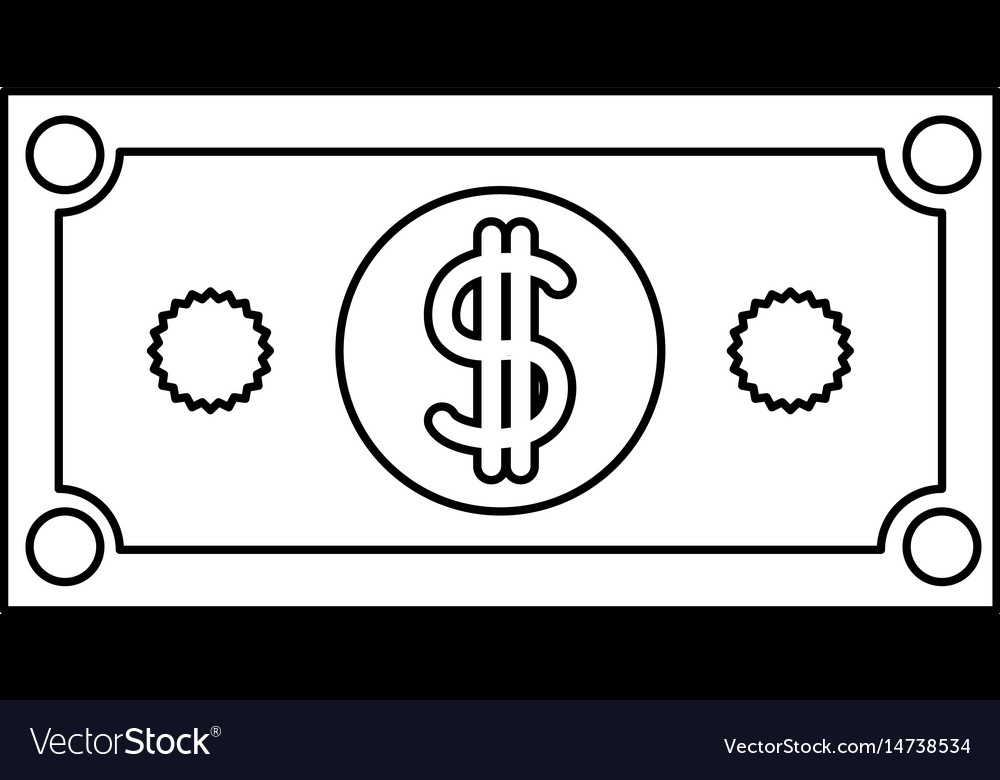 Black silhouette dollar bill Royalty Free Vector Image