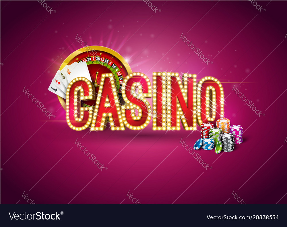 Casino with roulette wheel poker Royalty Free Vector Image