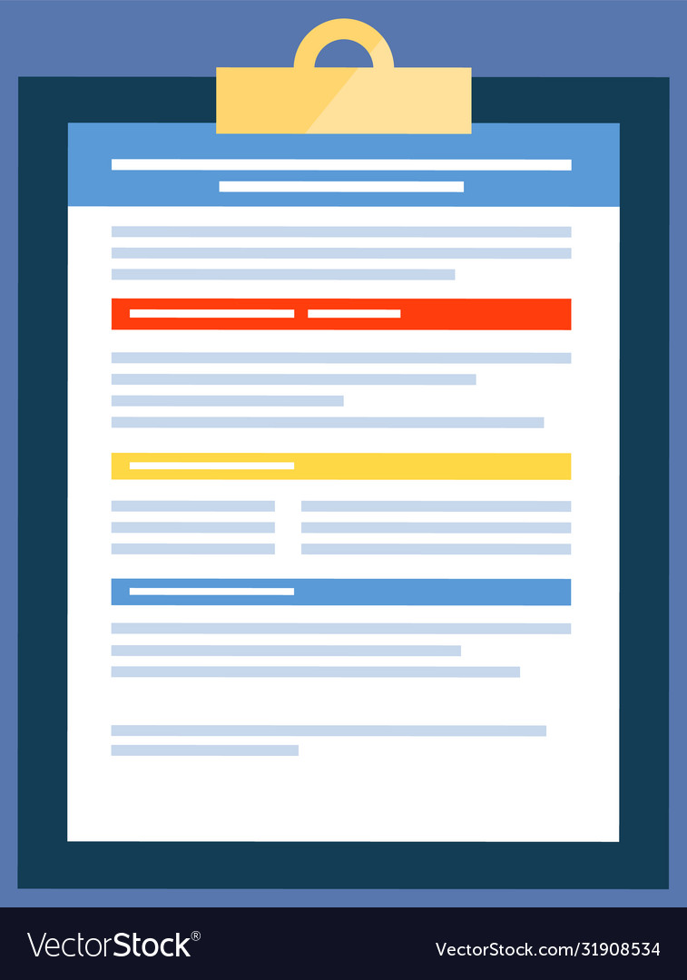 Clipboard page with information and data paper vector image Clipboard page with information and data paper