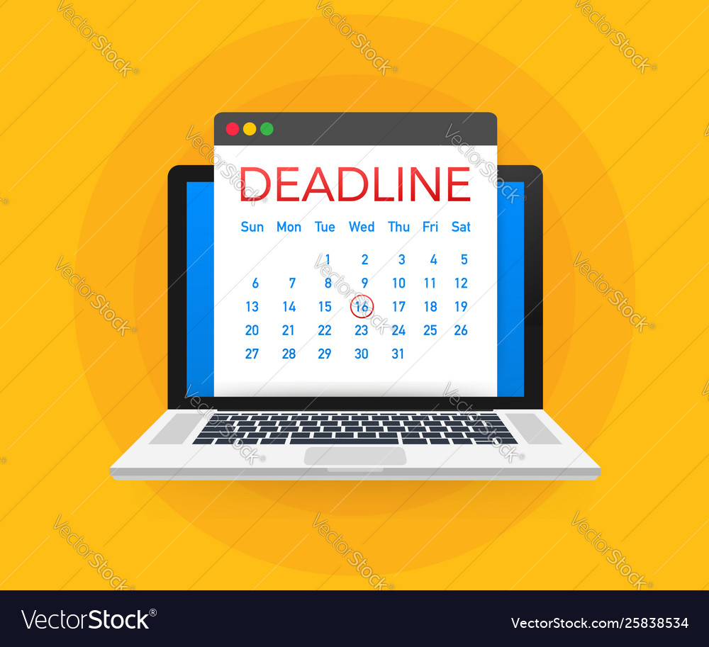Dates and deadlines banner computer with calendar