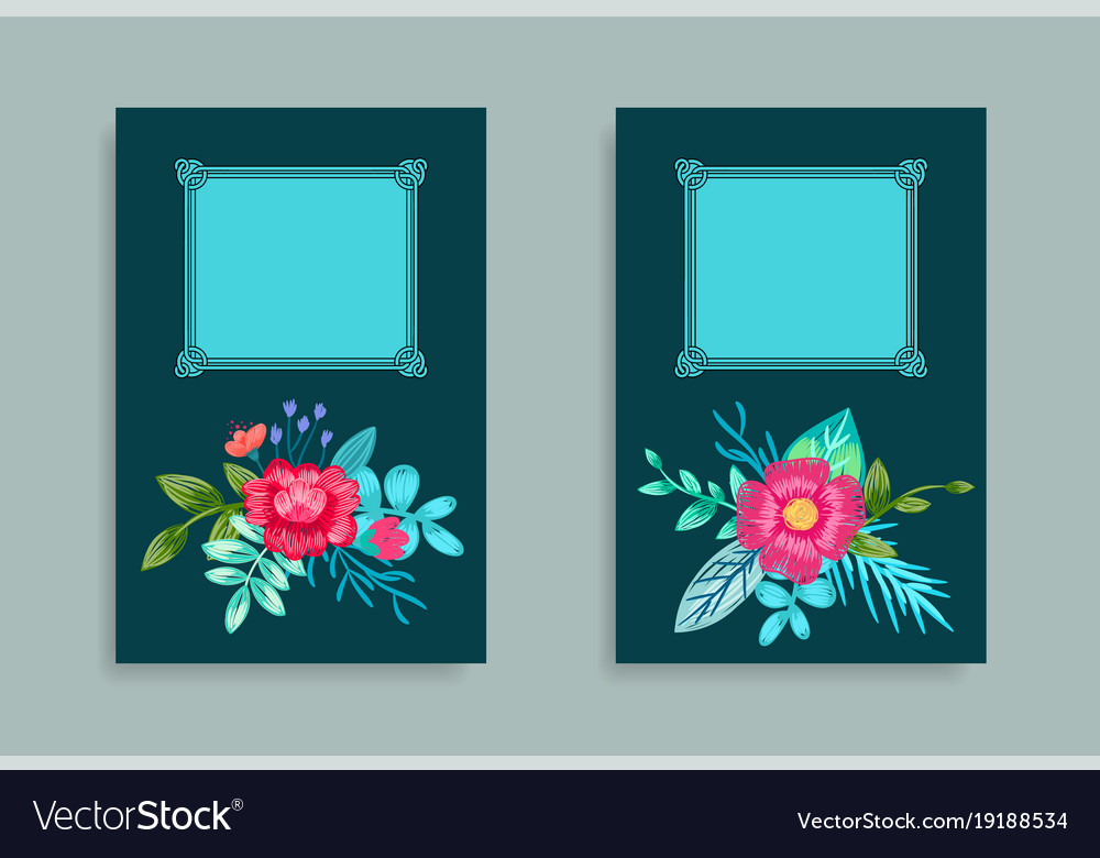 Decorative Frame Design Hand Drawn Pink Flowers Vector Image
