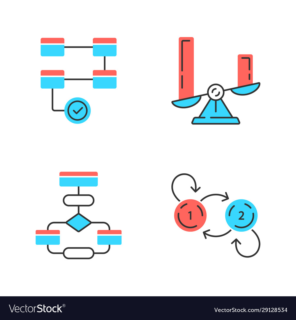 Diagram concepts color icons set activity vector image Diagram concepts color icons set activity