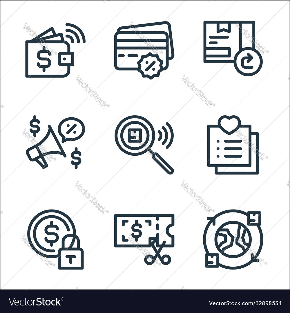 Ecommerce line icons linear set quality vector image Ecommerce line icons linear set quality